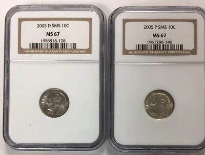 2005 P and D ROOSEVELT DIME NGC MS 67 SMS - Image 1 of 4