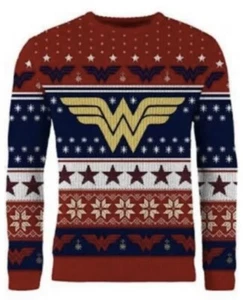 Small 39" inch chest Wonder Woman Ugly Christmas Xmas Jumper / Sweater by DC - Picture 1 of 9