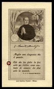 SERVANT OF GOD CLEMENTE MARCHISIO (now BLESSED) Vtg RELIC HOLY CARD w/ SEAL - Picture 1 of 4