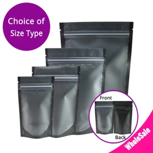 Mult-Sizes Matte Clear Front Black Inside&Back Mylar Stand Up Zipper Bag M44 - Picture 1 of 12