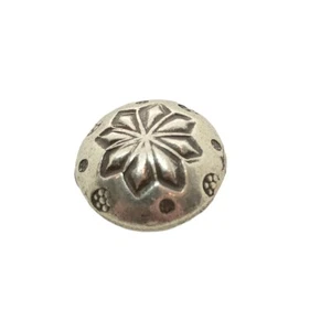 Bliss Silver Thai Hill Tribe Pillow With Flower Bead | 17x10.5mm | 1 Bead | - Picture 1 of 5