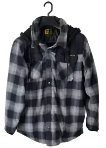 Eleven Workwear Men's Polar Fleece Jacket Size XL Check Plaid Lined Trade Hood - Picture 1 of 8