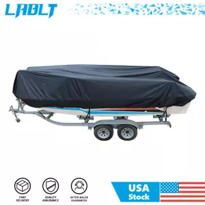 LABLT 11-13ft Trailerable Boat Cover Fishing V-Hull Runabout Waterproof Black - Bild 1 von 8