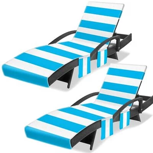 Lounge Chair Towel Cover, Chaise Lounge Cover (Pack of 2), Beach Chair Covers... - Picture 1 of 6