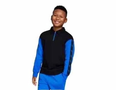 Epic Threads X Sudadera de Terry con Cuello Azul 1/4 Cremallera Niños Negra/Azul Talla S Foto 1 de 4