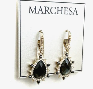 Marchesa Ohrhänger goldfarben gemischter Stein grüne Birnenform NEU - Bild 1 von 5