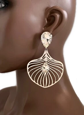 3.75” Long Clear Acrylic Crystals Statement Fashion Pierced Earrings - Image 1 of 3