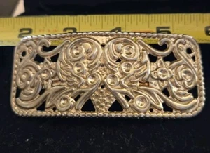 4" Vintage Haarspange silberfarben filigran rechteckig detailliert - Bild 1 von 3