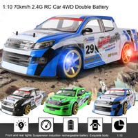 1:10 70km/h 2.4G RC Car 4WD Double Battery High Power LED Headlight Racing Truck