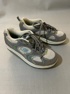 Sketchers Shape Ups Shoes Women Size 9 Gray Light Blue Shape Up While You Walk - Picture 1 of 10