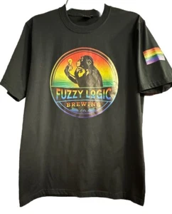 Fuzzy Logic Shirt Mens Medium Brewery Tee Rainbow Monkey Misfits Dreamers LGBTQ - Picture 1 of 6