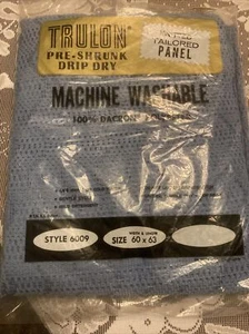 Veg  MCM Trulon Sheer Curtain Panel Blue  Textured NOS Dacron polyester 60x63 - Picture 1 of 3