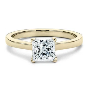 14K Yellow Gold 1.20 Carat Princess Moissanite Classic Solitaire Engagement Ring - Picture 1 of 7