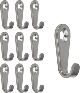 10PCS Mini Wall Hooks Stainless Steel J-Shaped Mirror Hangers Hardware Photo Fra - Picture 1 of 12