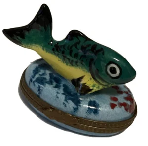 Limoges France Peint Main Fish Porcelain Box For Tiffany & Co. - Picture 1 of 8