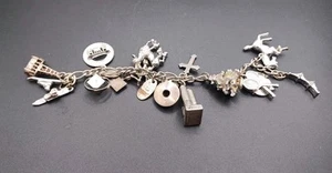 Vintage Charm Bracelet With 5 Marked Sterling Silver Charms - Picture 1 of 16