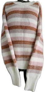 Women's SO Striped Jumper - Size Large - Pink, White, Brown - Cozy Knit - Picture 1 of 6