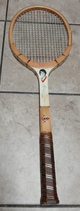 Dunlop "Marty Riessen" Autograph 4 5/8” Vintage Wood Tennis Racquet Racket Large - Picture 1 of 23