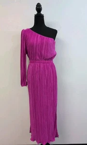 Petal & Pup Pontee One Shoulder Pleated Midi Dress Small Orchid - Picture 1 of 9
