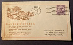 #725 Webster FDC with cachet, Exeter, NH cancel,  addressed - Picture 1 of 1