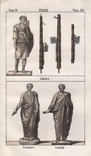 1840 - Rome Rummer Roman Rich Liktar Statue Archeology Italia Lithography