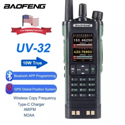 BAOFENG UV32 Amateur Walkie Talkie USB Type C Aviation Radio GPS Bluetooth APP - Image 1 of 4