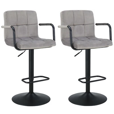 Modern Bar Stools Set of 2 with Back and Arms for Kitchen Counter Stools Swivel - Image 1 of 4