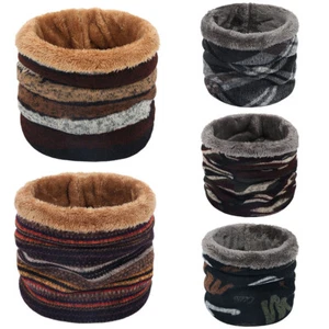 Geometric Pattern Knitted Fleece Scarf Cold-proof Snood Neckerchief Thicken CA - Picture 1 of 20