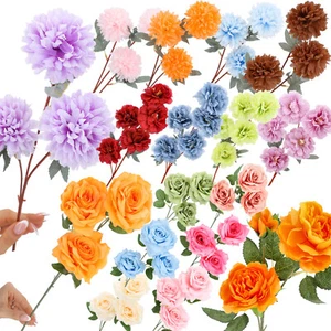 Blumenstrauß Künstliche Kunstblumen Deko Pflanze Bündel Köpfe Floristik Blume - Bild 1 von 31