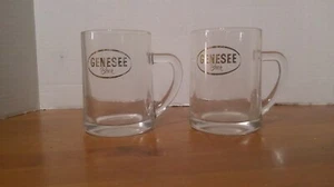 Pair of Vintage Genesee Beer 12 Oz Mug Heavy Glass HTF Gold Etched Logo- USED - Picture 1 of 4