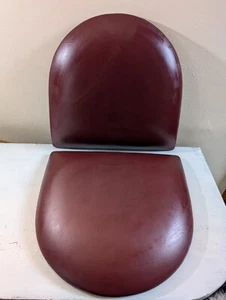 Set Of 2 Lancaster Seating Spartan 2-1/2" Burgundy Vinyl Padded Seat READ DESCRI - Picture 1 of 7