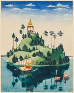 The Island of Love : Franz Sedlacek : 1925 – Austrian Symbolist Surrealist Print - Picture 1 of 2