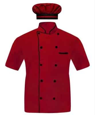 Chef Coat with Cap Half Sleeves Jacket Hotel Restaurant kitchen Uniform for Men - Image 1 of 4