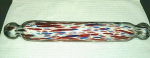 Antique 1870 - 1895 Blown Glass Rolling Pin Patriotic Red White Blue - Victorian - Picture 1 of 5