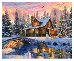 Springbok 1000 Pc Rocky Mountain Christmas Jigsaw Puzzle Trains 24 X 30  - New - Picture 1 of 4