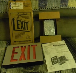 LITHONIA SIGNATURE DIE CAST ALUMINUM EMERGENCY L.E.D. EXIT SIGN 285418 NIB - Picture 1 of 2