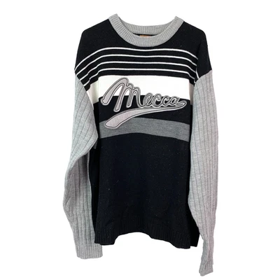 Suéter acanalado de patín gris pesado a rayas Y2K La Meca vintage para hombre XXL 2X Foto 1 de 4