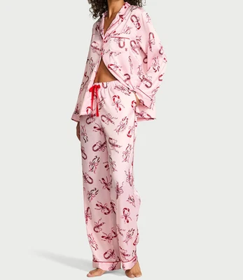 Conjunto de pijama longo Victoria's Secret cetim vitrificado bengalas doces P M novo com etiquetas - Imagem 1 de 4