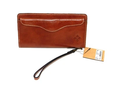 Patricia Nash NUEVO CON ETIQUETAS Marrón Tostado Valentia Cuero Liso Cartera Muñeca Correa Muñequera Foto 1 de 4