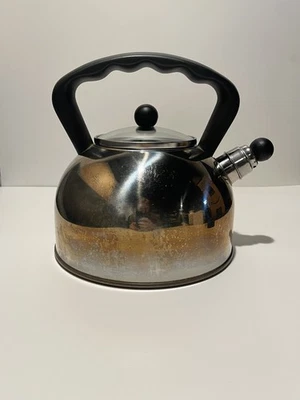 Tetera clásica de acero inoxidable Copco vintage silbido estufa tetera pátina Foto 1 de 4