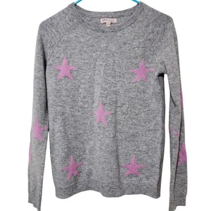 Philosophy 100% Kaschmir Pullover Gr. XS grau mit rosa Sternen  - Bild 1 von 10