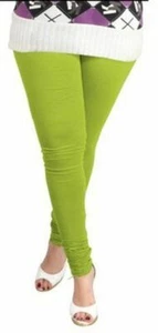 Women Cotton Legi Bollywood Color Green Indian Churidar Leggings Pant - Picture 1 of 6