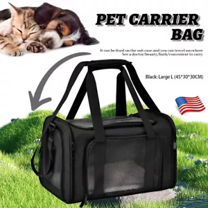 Pet Carrier Soft Sided Large Cat & Dog Travel Bag Comfort Case Airline Approved - Picture 1 of 15
