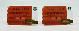 Starbucks Coffee 2014 Gift Card No.1 Congratulations 1971 Zero Balance Set of 2 - Imagen 1 de 12