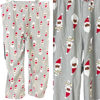 Рождественский черный Санта фланель пижамы низ размер 2XL мужской праздник брюки - Изображение 1 из 4