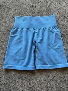 NVGTN Womens Size Medium Blue Heather Seamless Compression Biker Shorts 7" - Picture 1 of 3