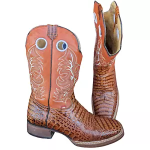 Rare BOTA Big Bull Men's Snake Orange and Brown Abilene Western Boot sz 10.5 - Picture 1 of 10
