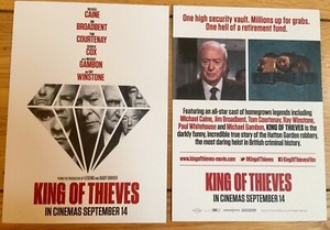 KING OF THIEVES-FILM POSTCARD-MICHAEL CAINE-MICHAEL GAMBON-JIM BROADBENT