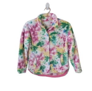 New TREASURE & BOND L(10-12)  Faux Fur Tie Dye Snap Button Jacket Girls - Picture 1 of 11
