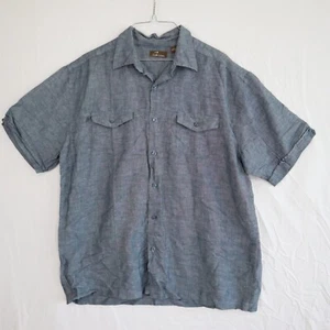 Cafe Luna Shirt Mens Large Linen Blend Casual Flap Pocket Button Up Short Sleeve - Picture 1 of 7